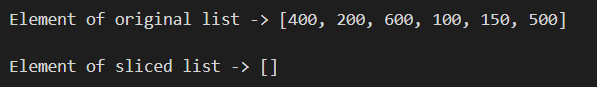 PYTHON LIST SLICING OPERATION : Output