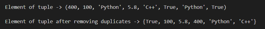 ACCESSING MIXED TUPLE IN PYTHON : Output