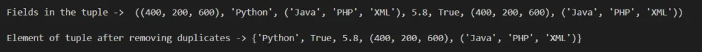 ACCESSING NESTED TUPLE IN PYTHON : Output