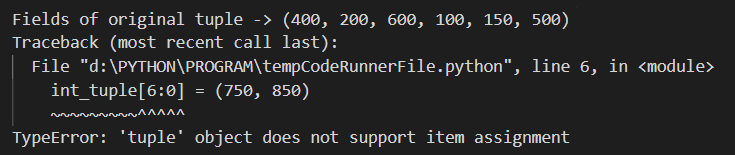 STEP SIZE IN PYTHON TUPLE SLICING : Output