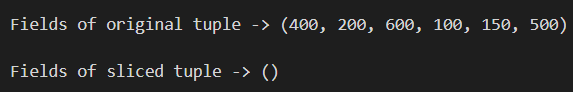 PYTHON TOUPLE SLICING OPERATION : Output