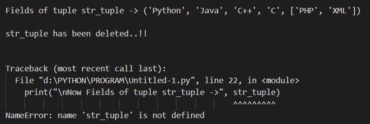 IMMUTABILITY OF TUPLE IN PYTHON : Output