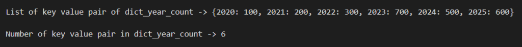 PYTHON NUMBER KEY VALUE IN DICTIONARY : Output