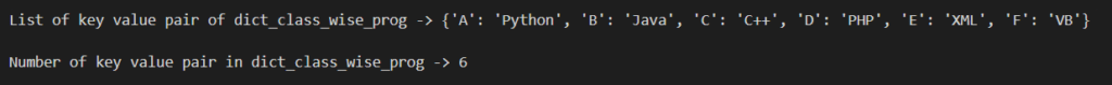 PYTHON STRING KEY VALUE IN DICTIONARY : Output