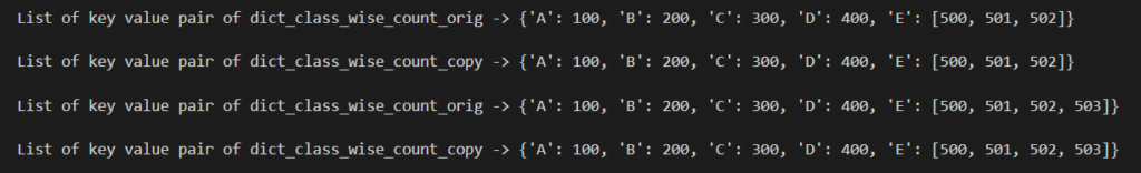 PYTHON DICTIONARY SHALLOW COPY OPERATION : Output